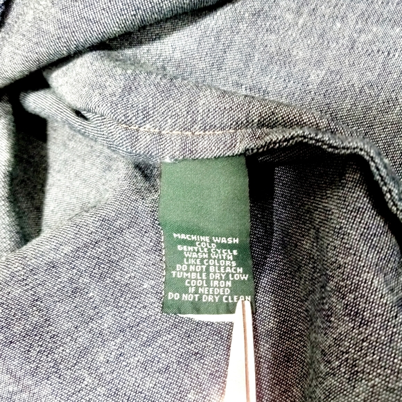 Ralph Lauren Lauren Tie Waist Sash Belt Longsleeve Denim Shirt Dress In Blue - Picture 10 of 10